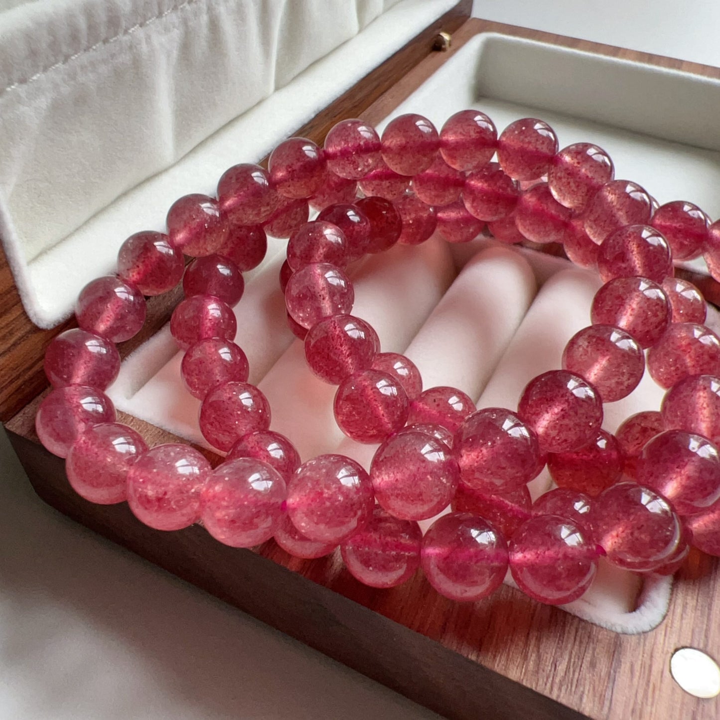 Sparkling Strawberry Quartz Bracelet For Heart Chakra Healing | Reiki Infused | Ideal Holiday Gift