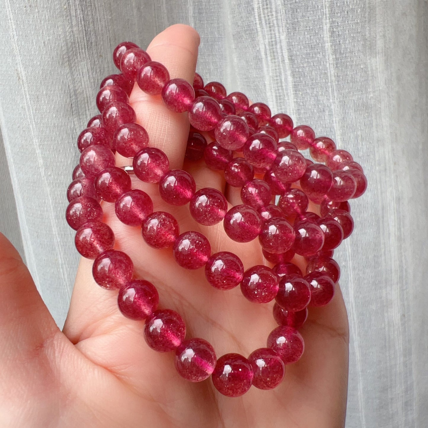 Sparkling Strawberry Quartz Bracelet For Heart Chakra Healing | Reiki Infused | Ideal Holiday Gift