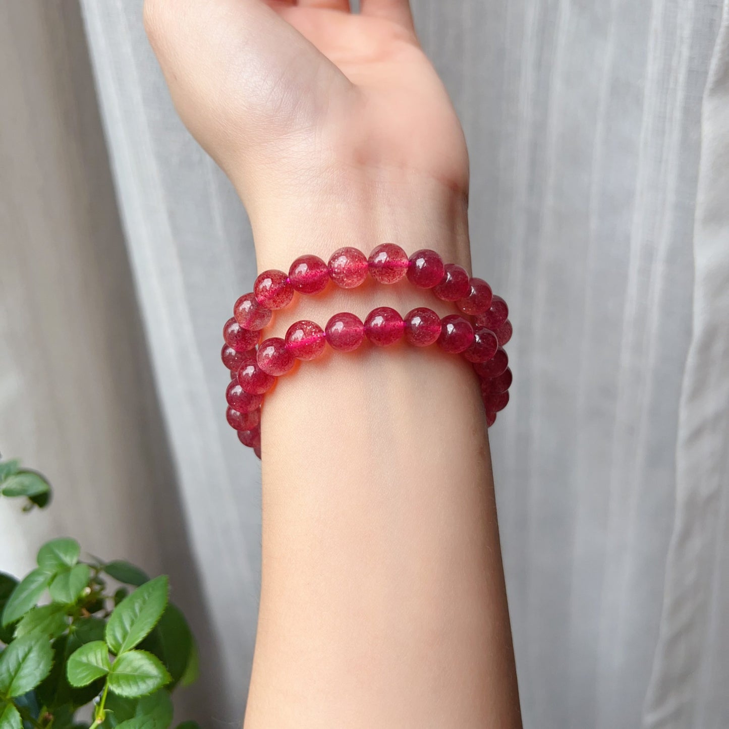 Sparkling Strawberry Quartz Bracelet For Heart Chakra Healing | Reiki Infused | Ideal Holiday Gift