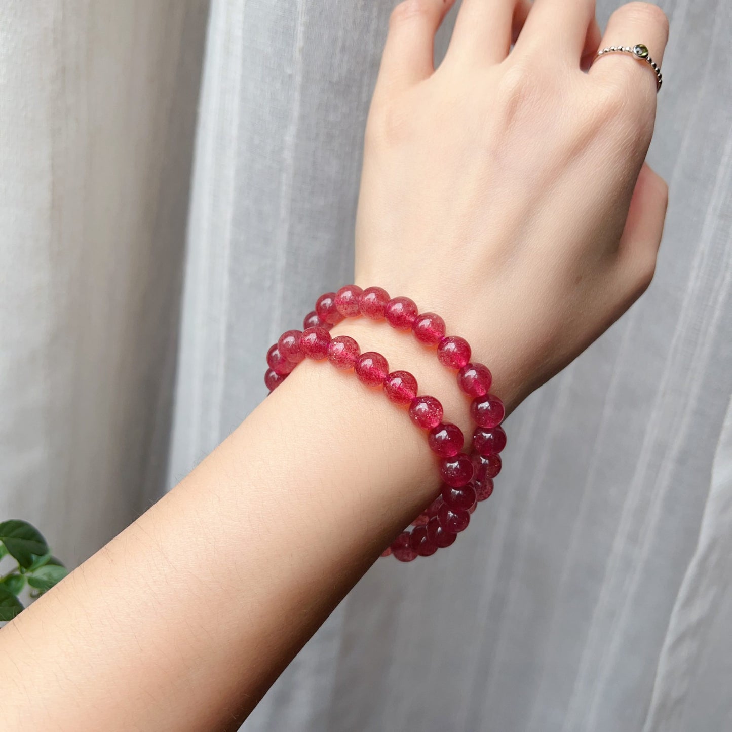 Sparkling Strawberry Quartz Bracelet For Heart Chakra Healing | Reiki Infused | Ideal Holiday Gift