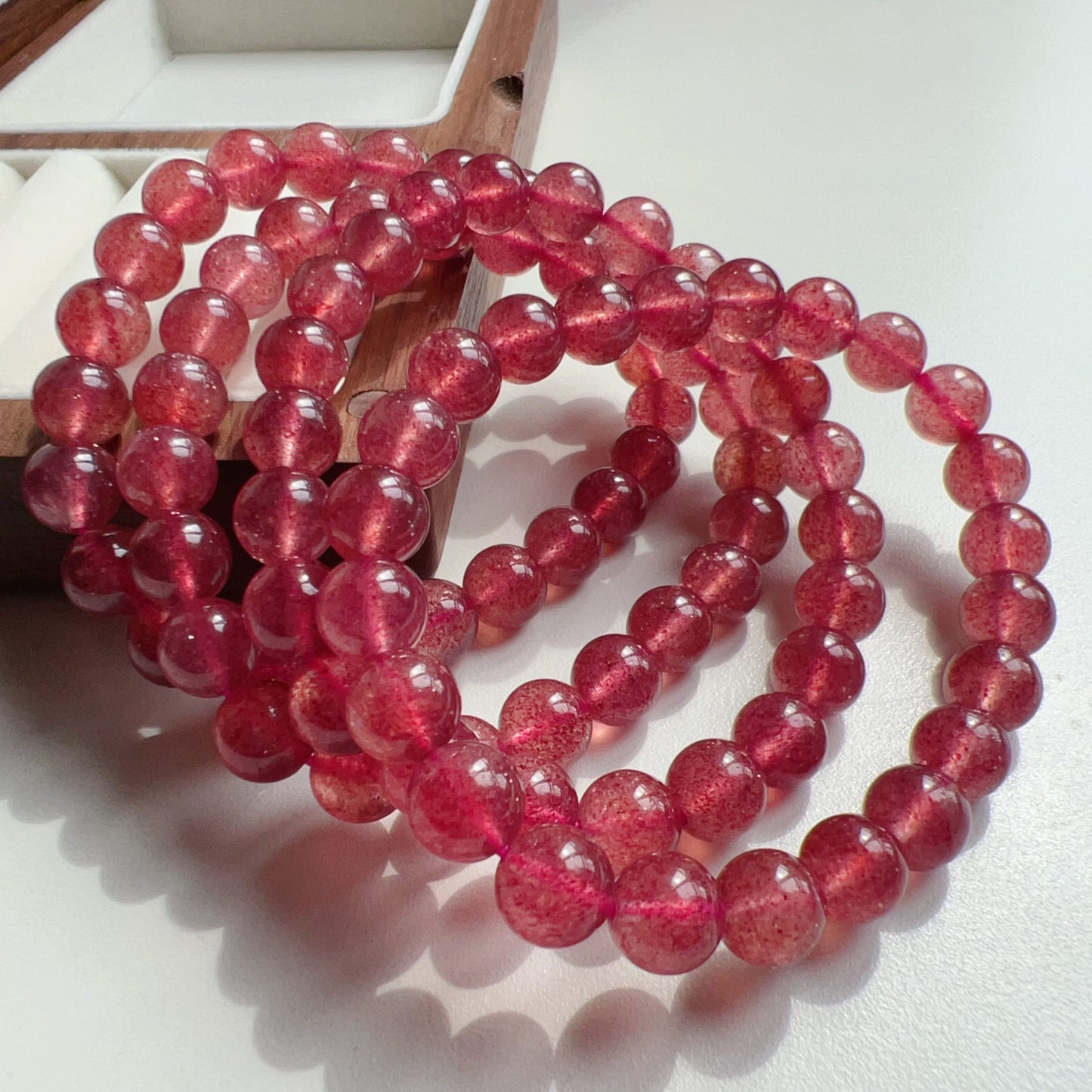 Sparkling Strawberry Quartz Bracelet For Heart Chakra Healing | Reiki Infused | Ideal Holiday Gift