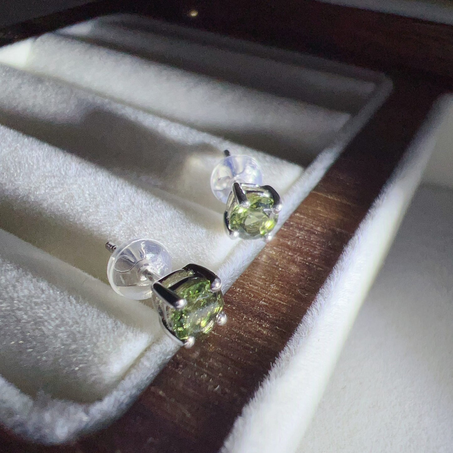 4Mm Gem-Grade Round Cut Moldavite Earrings | Premium Green Healing Stone For Heart Chakra Energy
