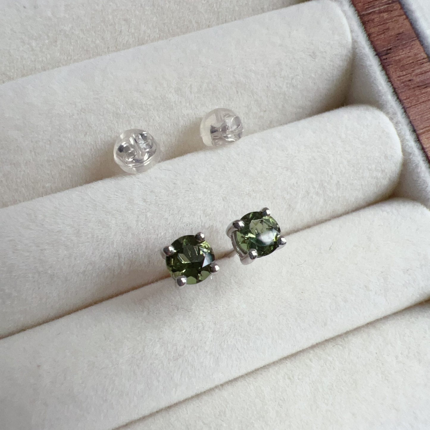 4Mm Gem-Grade Round Cut Moldavite Earrings | Premium Green Healing Stone For Heart Chakra Energy