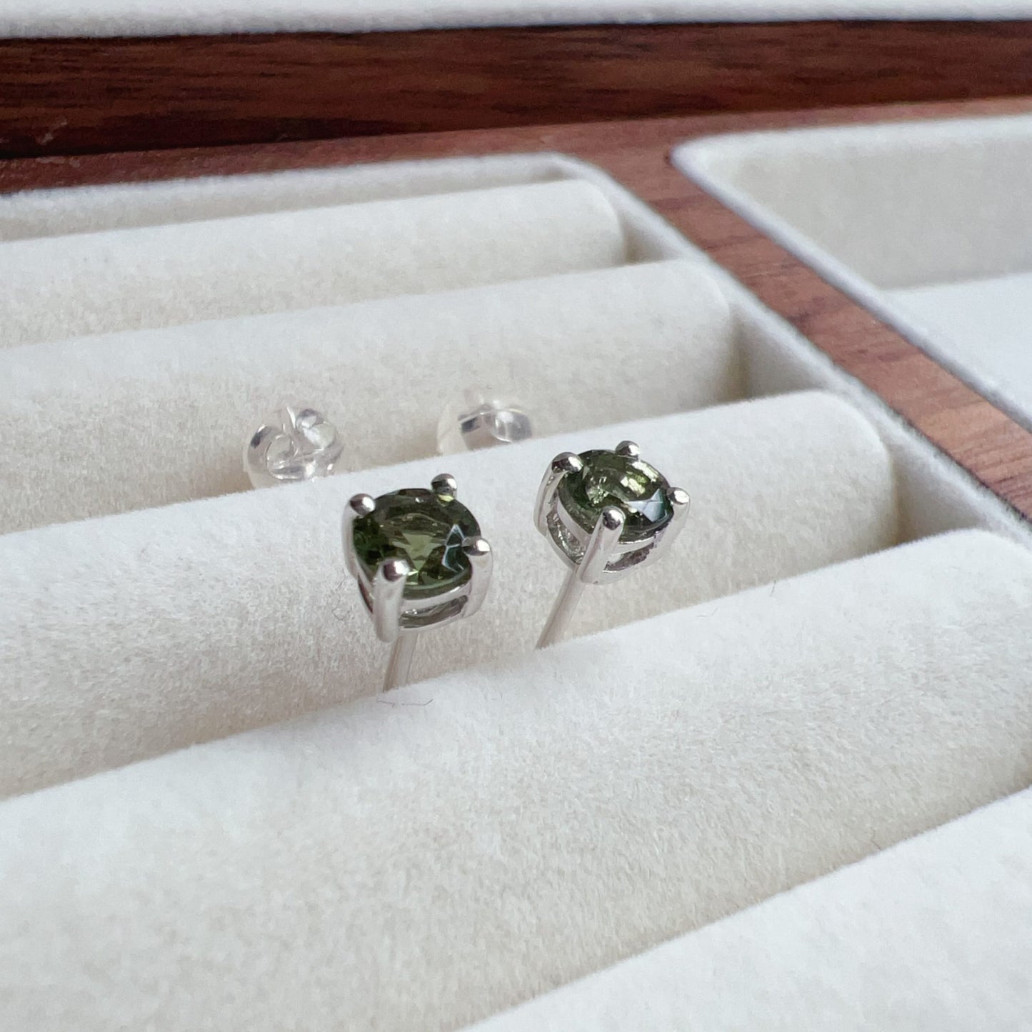 4Mm Gem-Grade Round Cut Moldavite Earrings | Premium Green Healing Stone For Heart Chakra Energy