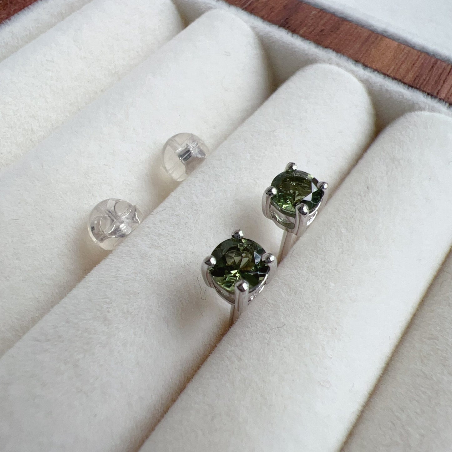 4Mm Gem-Grade Round Cut Moldavite Earrings | Premium Green Healing Stone For Heart Chakra Energy