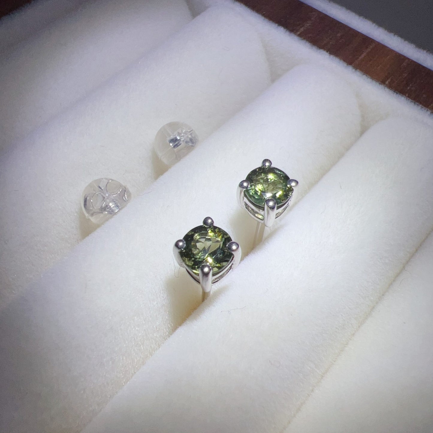 4Mm Gem-Grade Round Cut Moldavite Earrings | Premium Green Healing Stone For Heart Chakra Energy