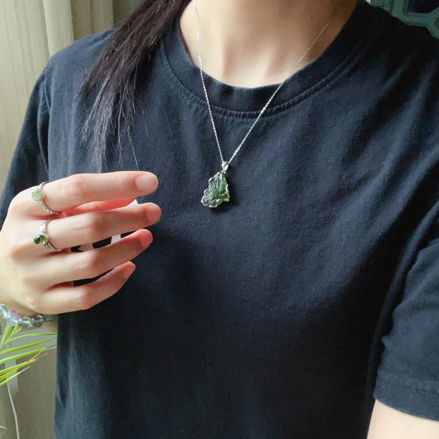 5.6G Natural Czech Moldavite Raw Stone Pendant Necklace Top-Quality Green | Rare High-Frequency Heart Chakra Healing Stone