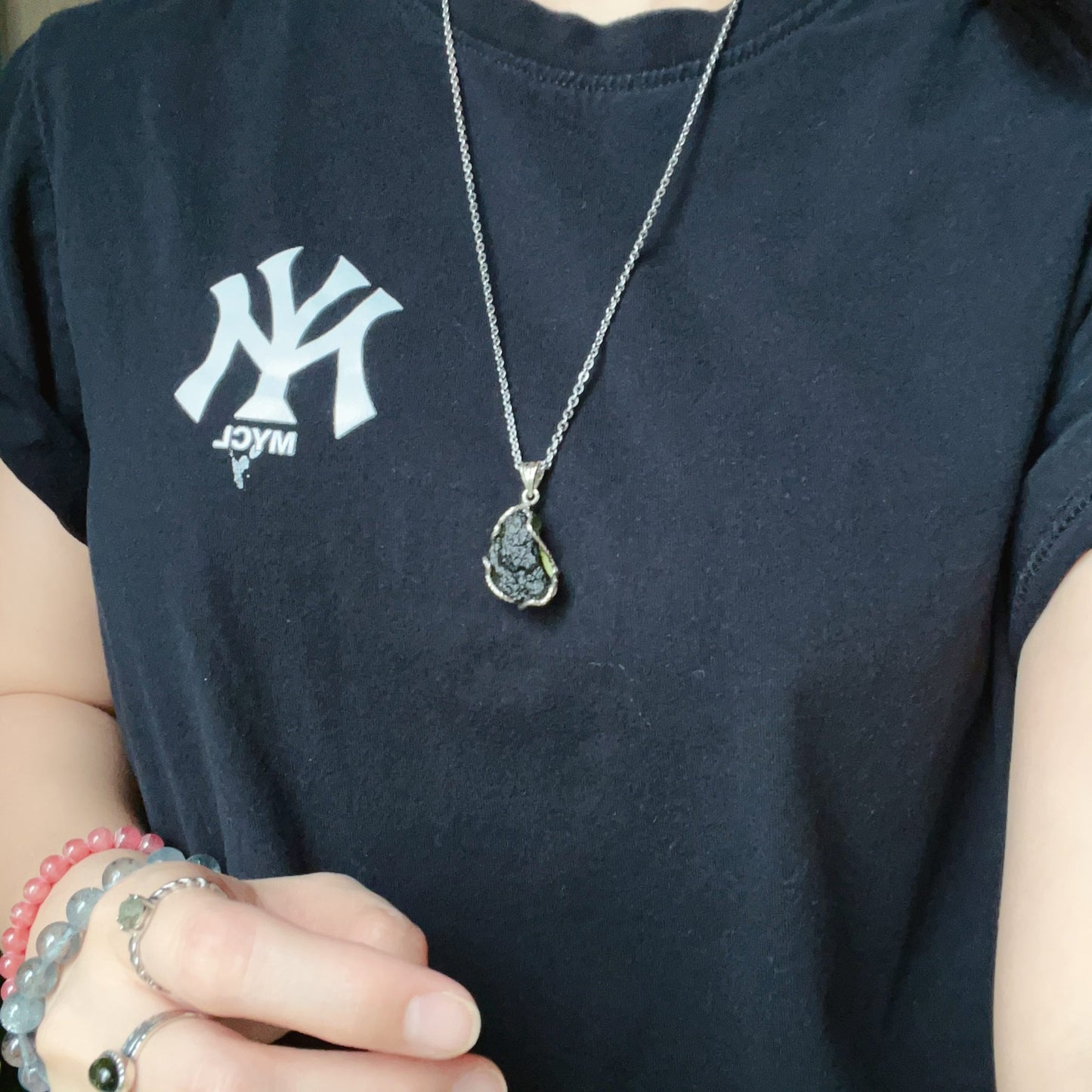 7.1G Natural Czech Moldavite Raw Stone Pendant Necklace | Top-Quality Green | Rare High-Vibration Heart Chakra Healing Stone