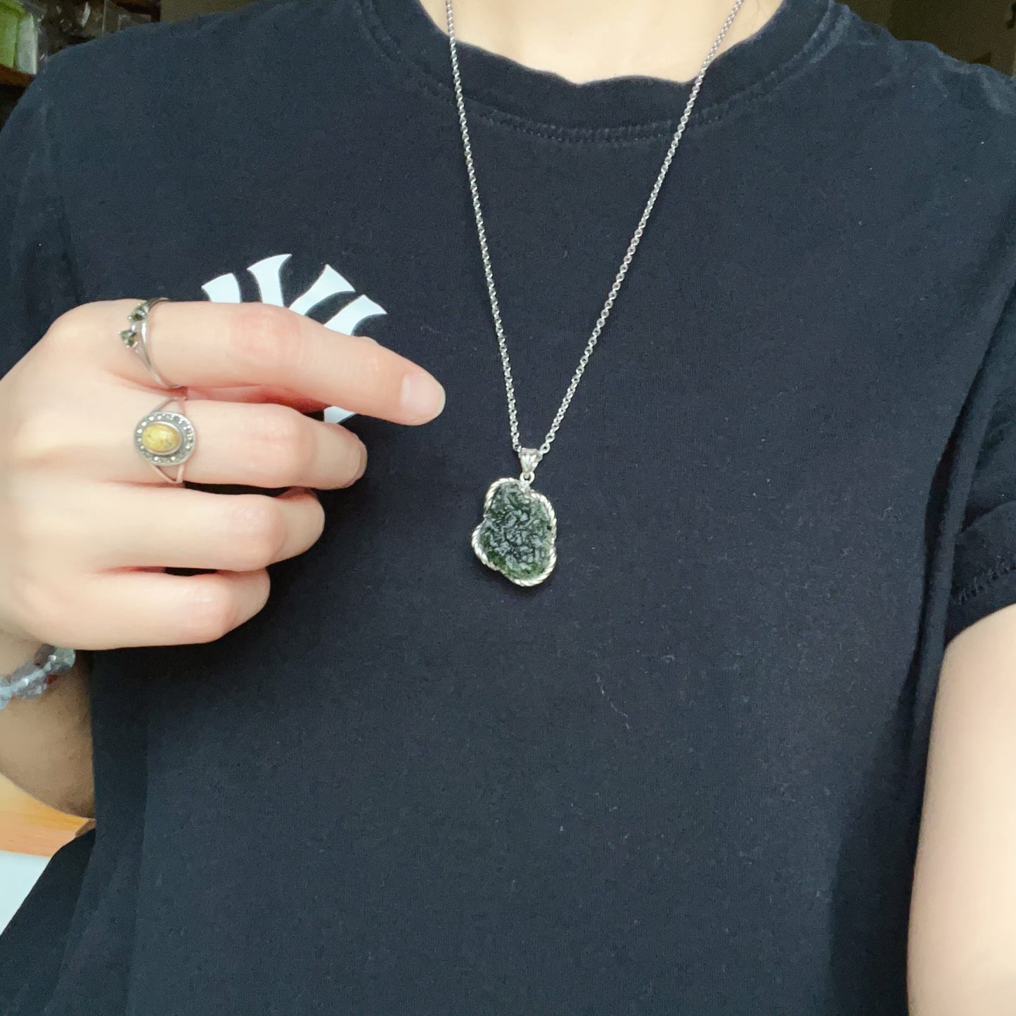 Best Green Color 8.3G Moldavite Raw Stone Pendant Necklace | Rare High-Frequency Heart Chakra Healing Stone
