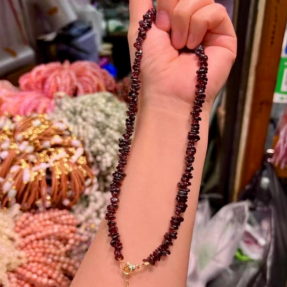 Handmade Natural Garnet Fragment Necklace – Boho Jewelry, Adjustable Choker For Women, Men