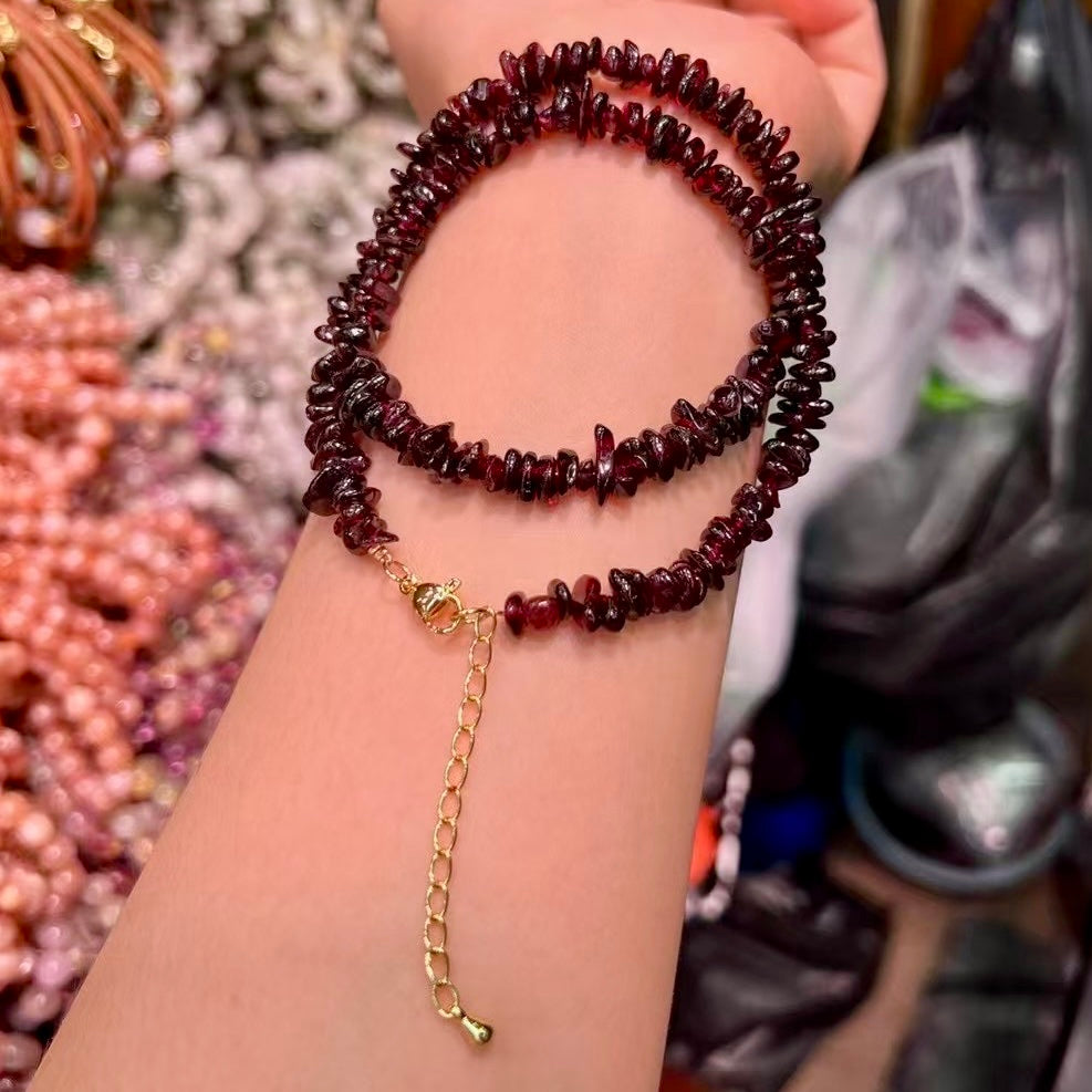 Handmade Natural Garnet Fragment Necklace – Boho Jewelry, Adjustable Choker For Women, Men