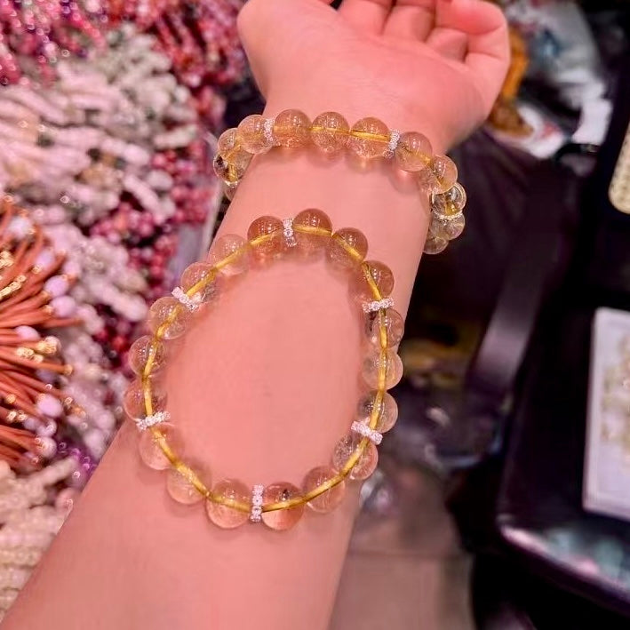 Golden Rutilated Quartz Healing Bracelet – 10Mm Custom Design – Crystal Therapy Jewelry
