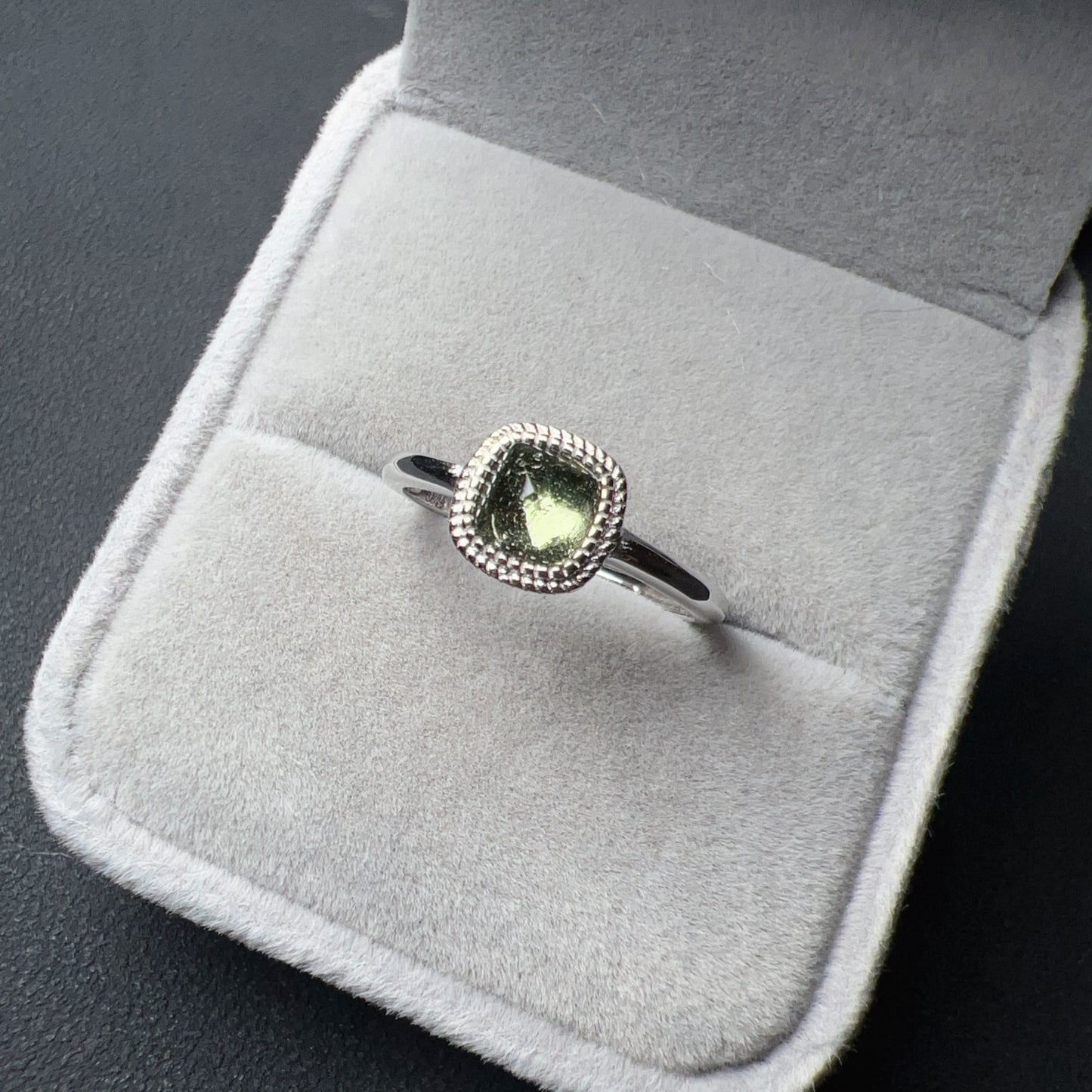 Premium Sugarloaf-Cut Moldavite Silver Ring | High-Vibration Healing Jewelry | Luxury Spiritual Gift