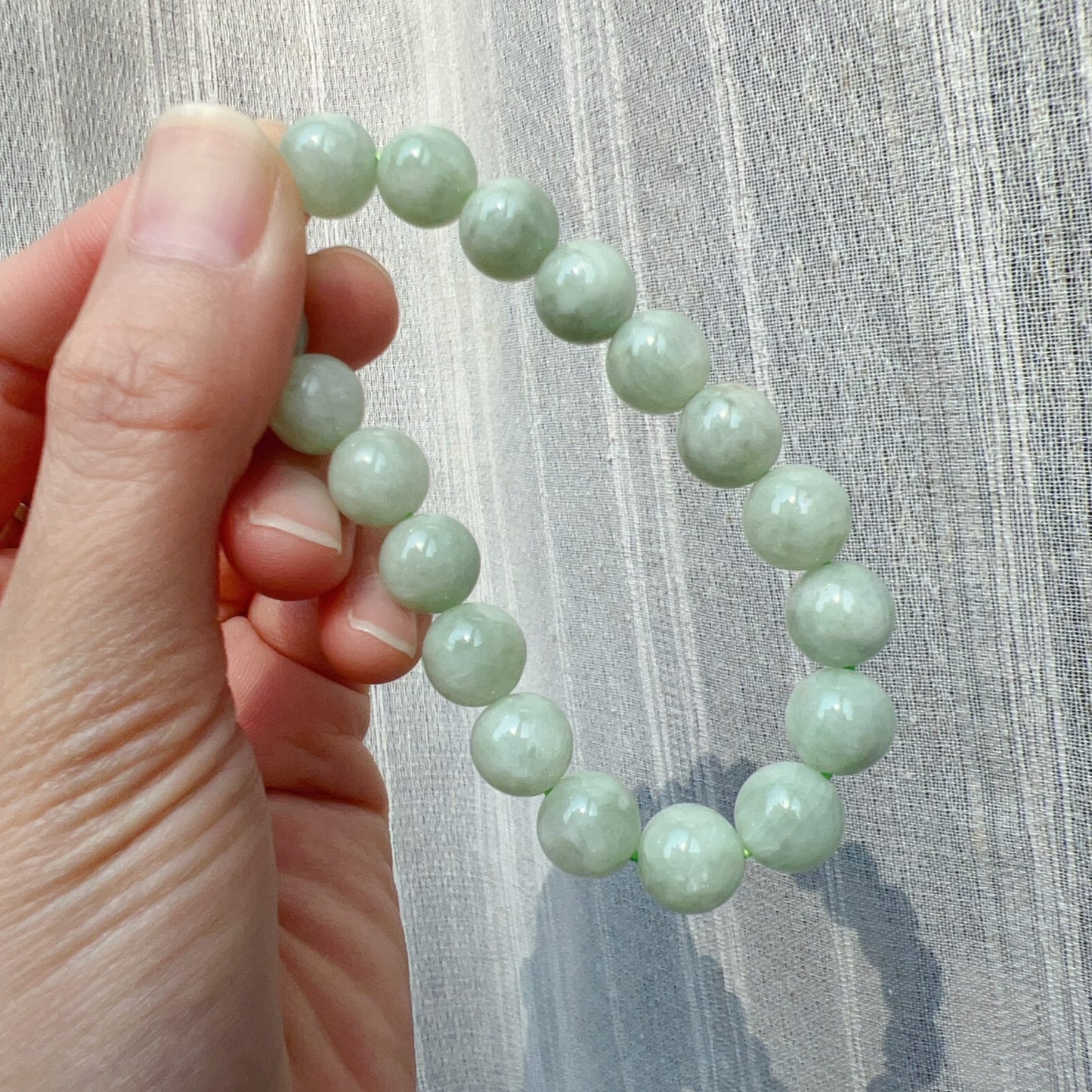 Natural Jadeite Beaded Bracelet | 10Mm Healing Stone | 4Th Heart Chakra And Lower Blood Pressure
