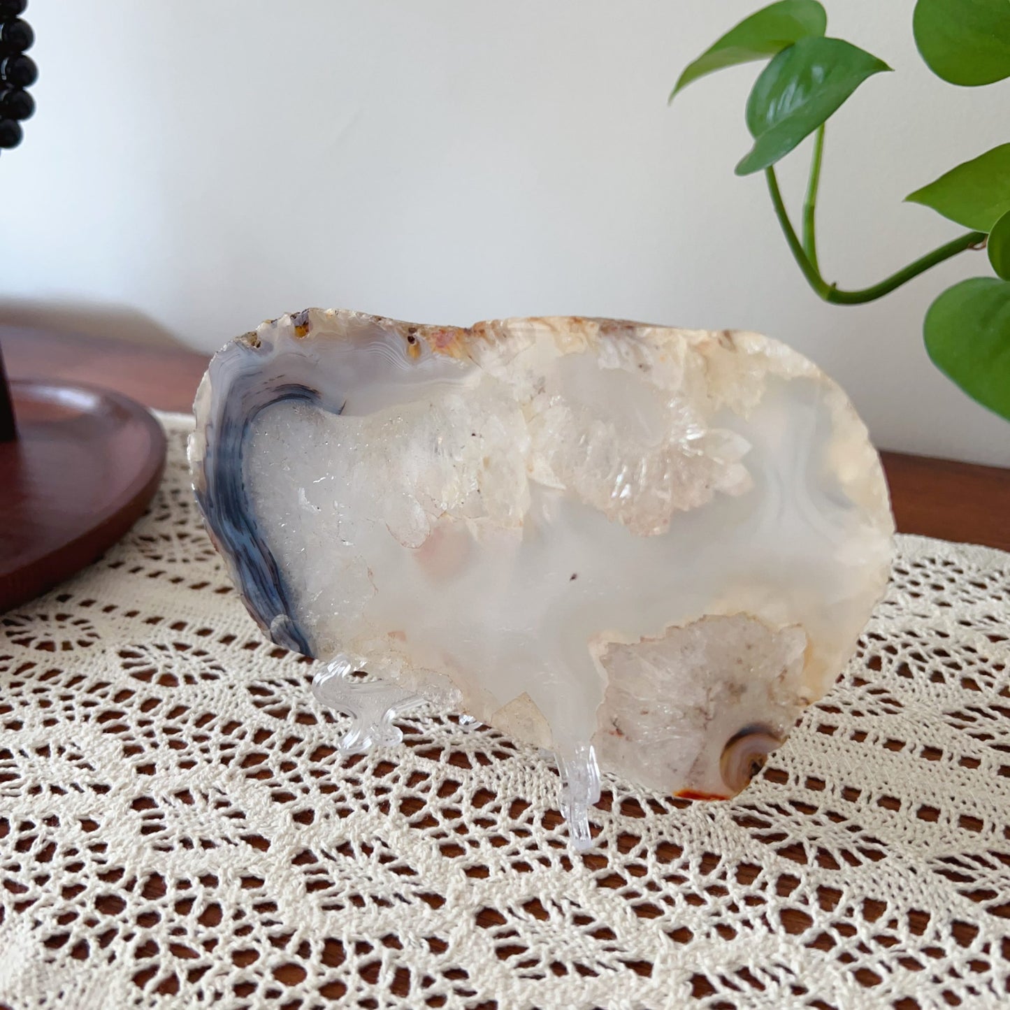 Genuine Agate Geode Slice From Brazil With Crystal Clusters For Home Decor