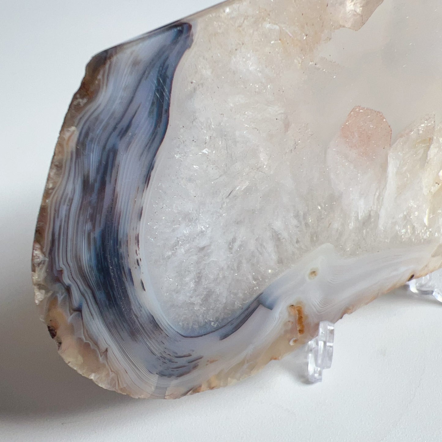 Genuine Agate Geode Slice From Brazil With Crystal Clusters For Home Decor