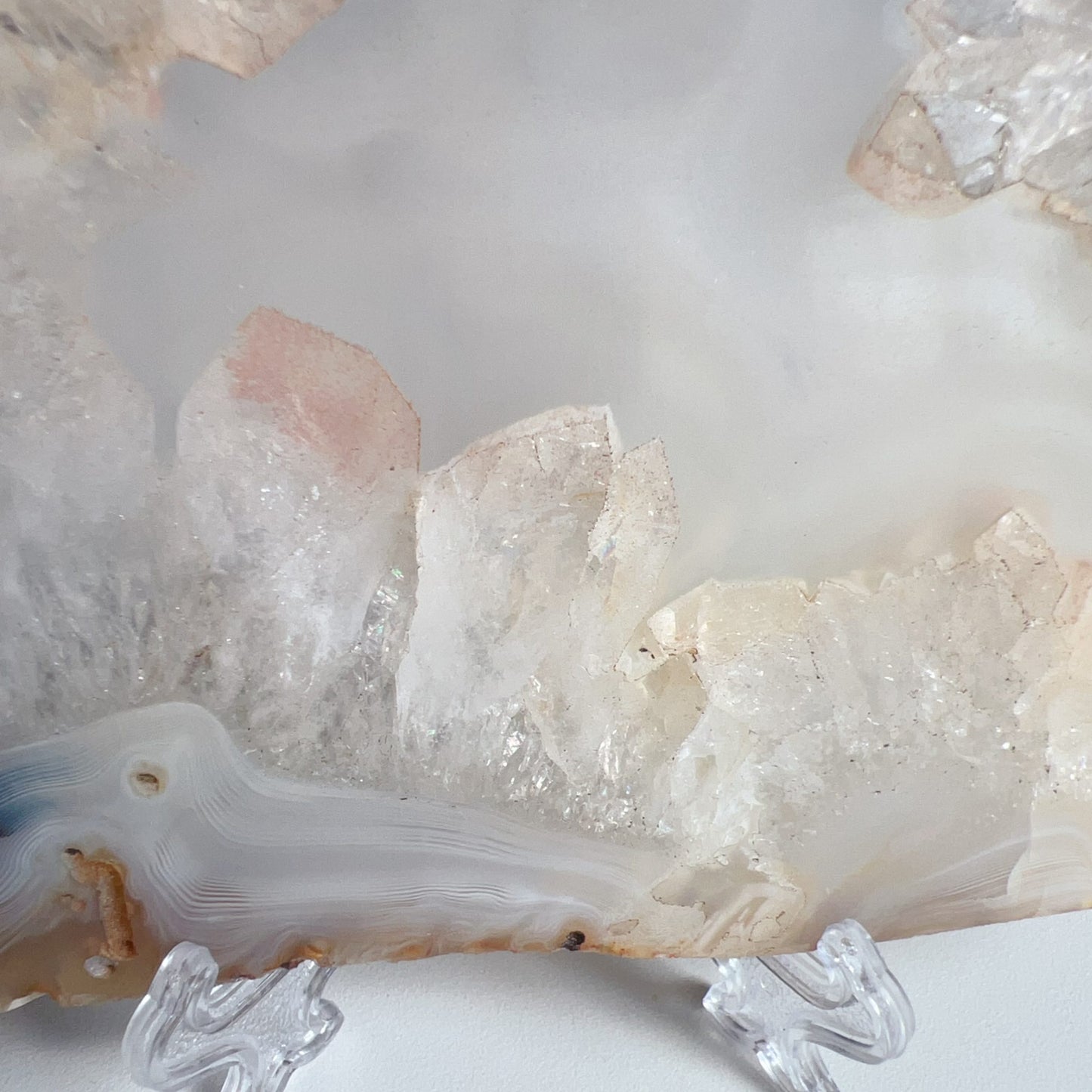 Genuine Agate Geode Slice From Brazil With Crystal Clusters For Home Decor