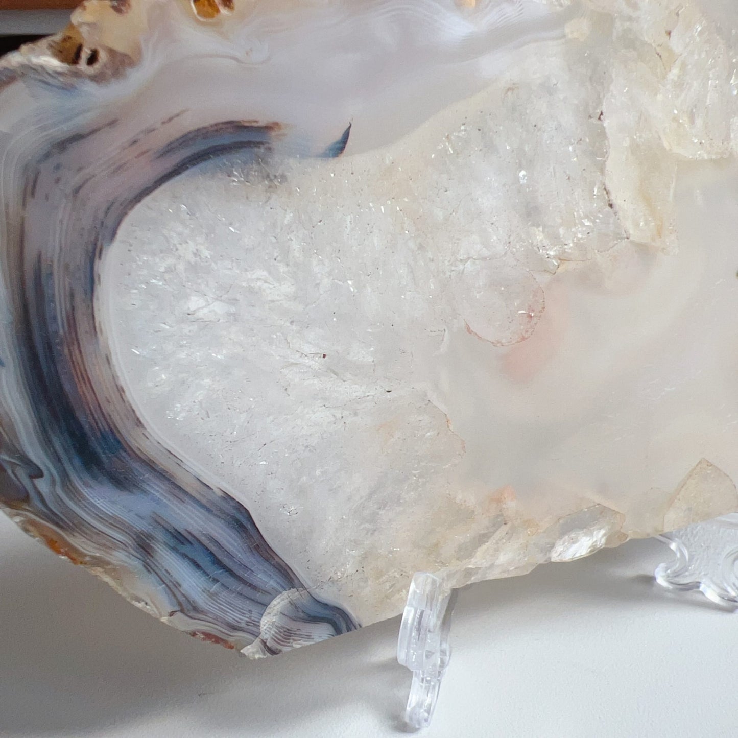 Genuine Agate Geode Slice From Brazil With Crystal Clusters For Home Decor