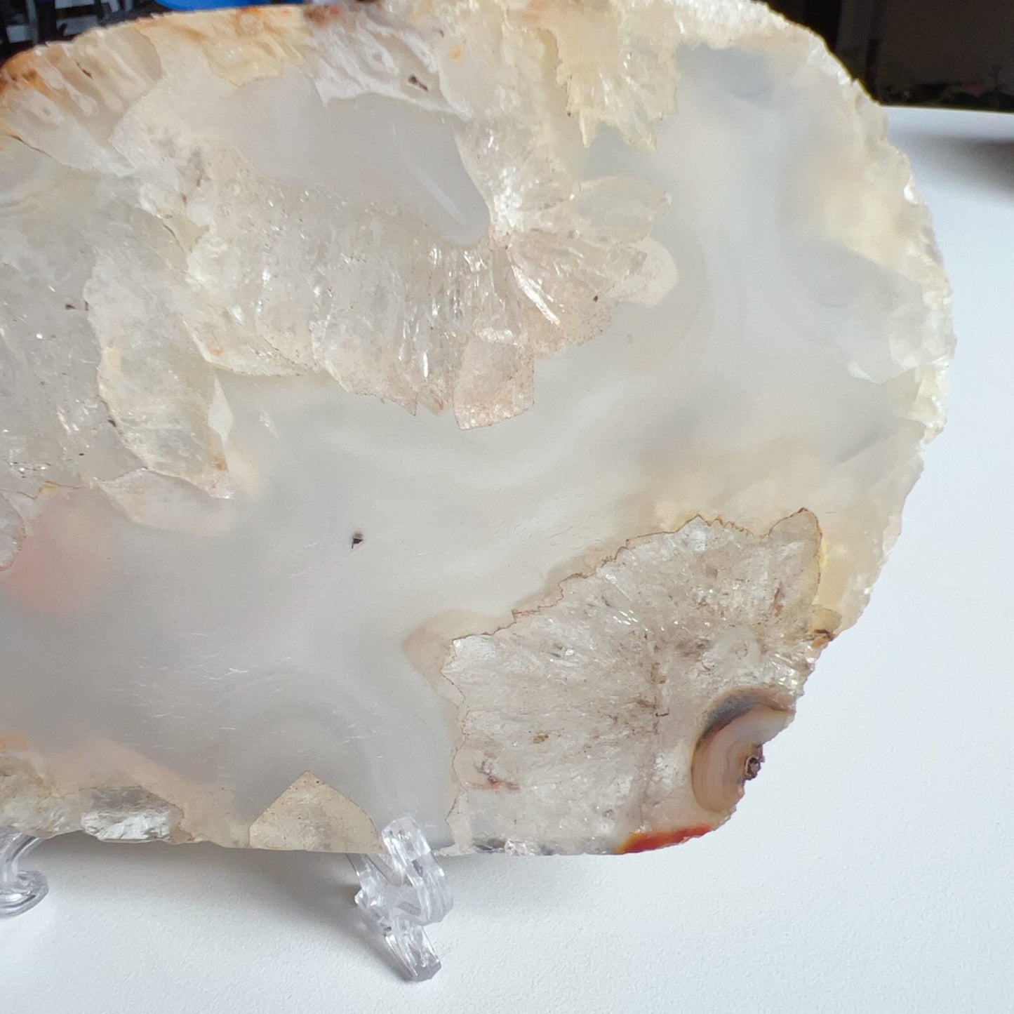 Genuine Agate Geode Slice From Brazil With Crystal Clusters For Home Decor