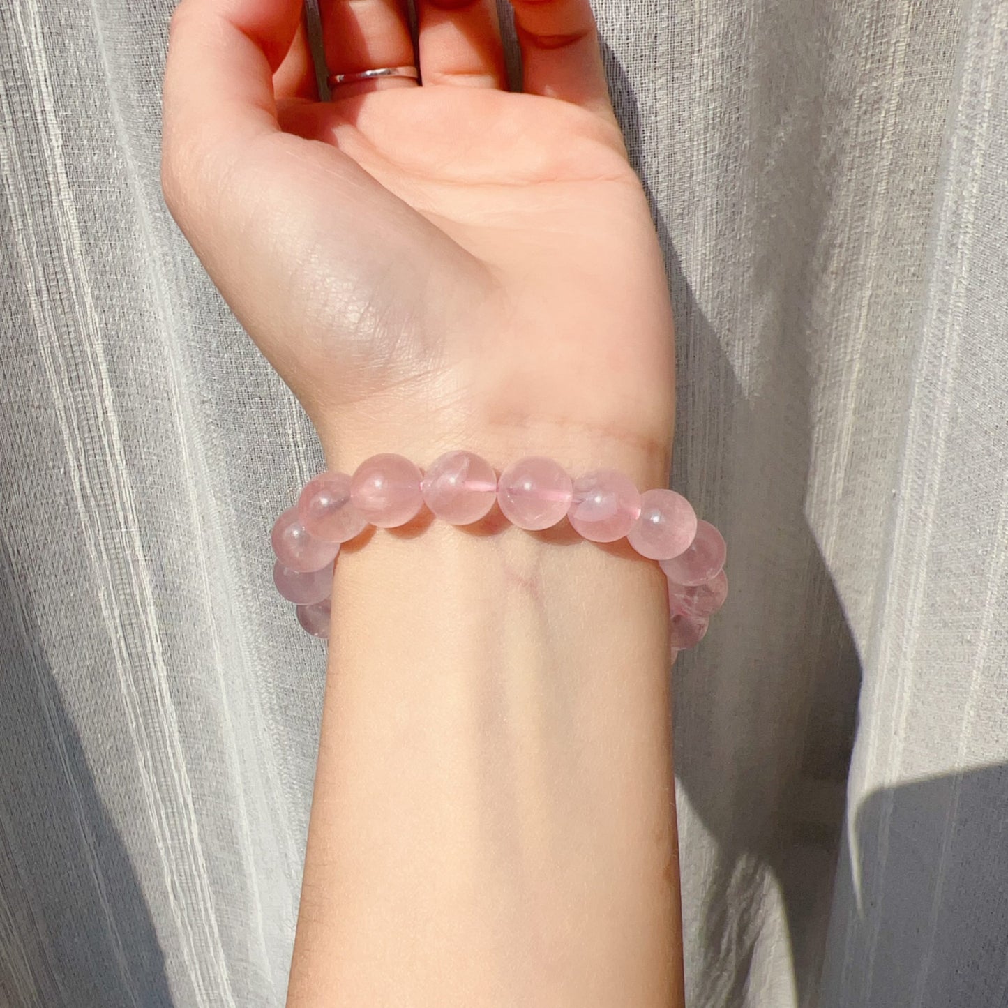 Natural Pink Rose Quartz Bracelet 10Mm | Mozambique Gemstone | Heart Chakra Love Healing Jewelry