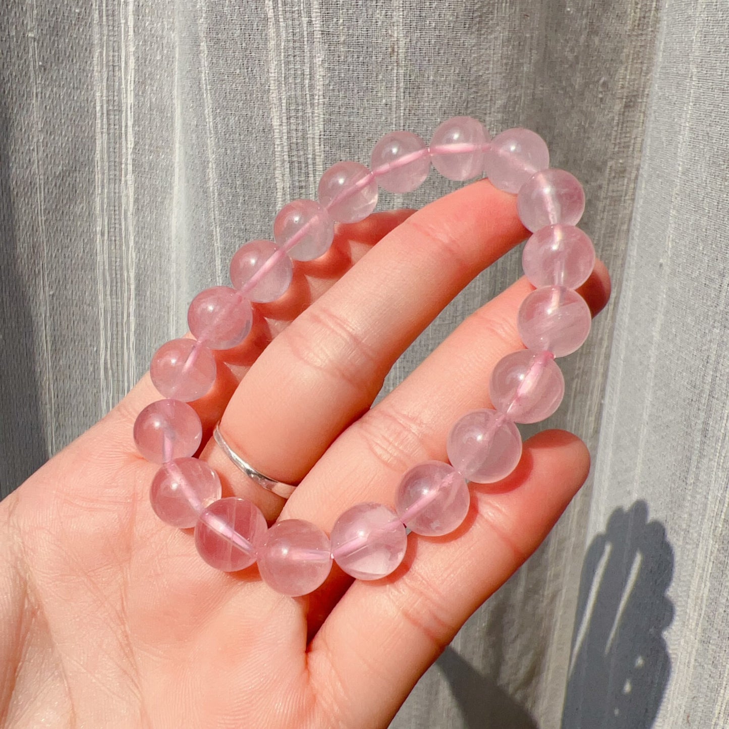 Natural Pink Rose Quartz Bracelet 10Mm | Mozambique Gemstone | Heart Chakra Love Healing Jewelry