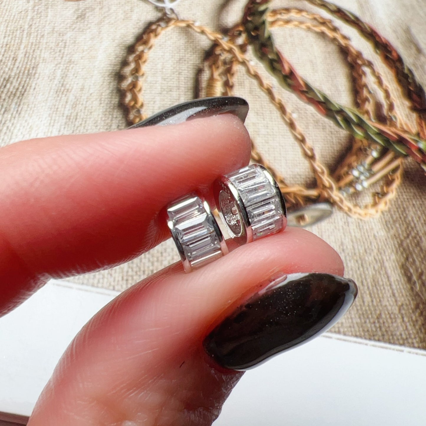 Stunning Micro-Paved Zircon Spacer Beads | 925 Sterling Silver, 18K White Gold Plated Diy Jewelry Making Supply