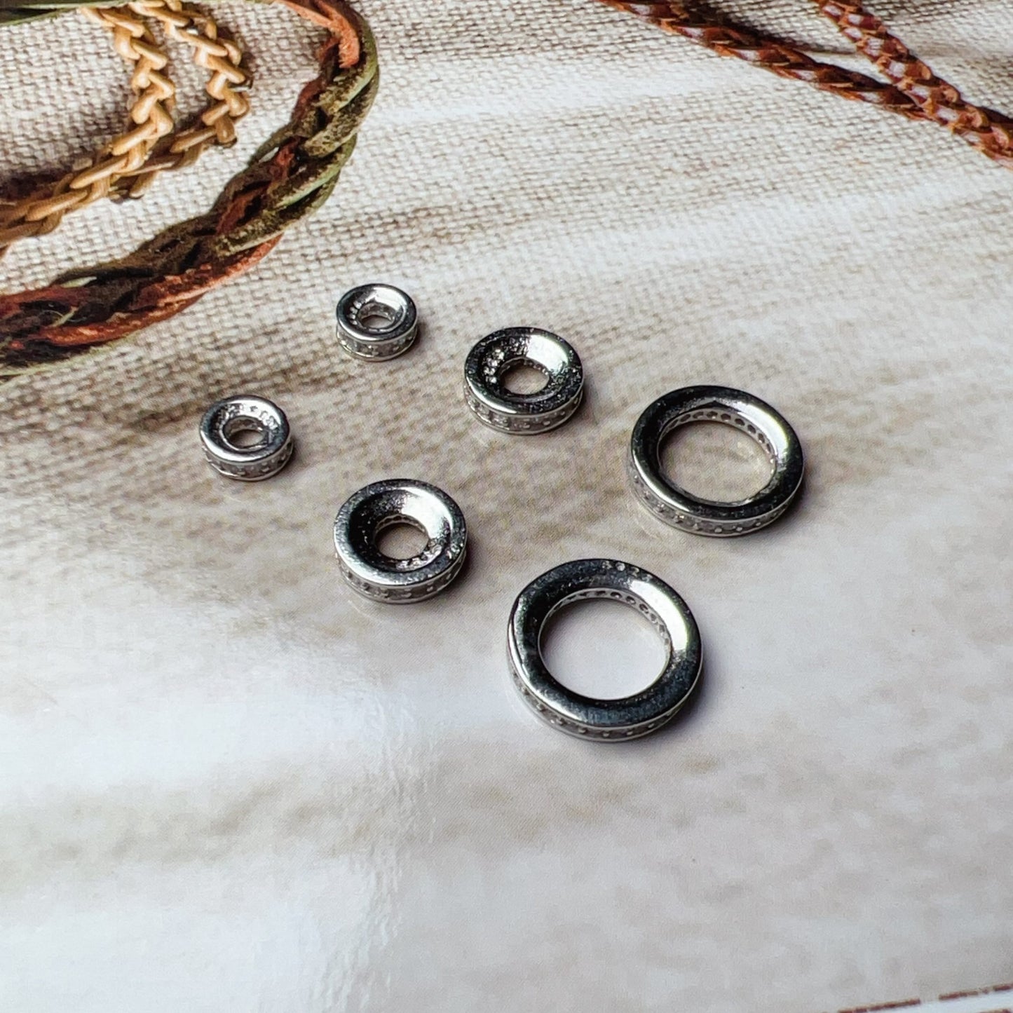 Micro-Paved Zircon Spacers | 925 Sterling Silver, 18K White Gold Plated Diy Jewelry Making Supply