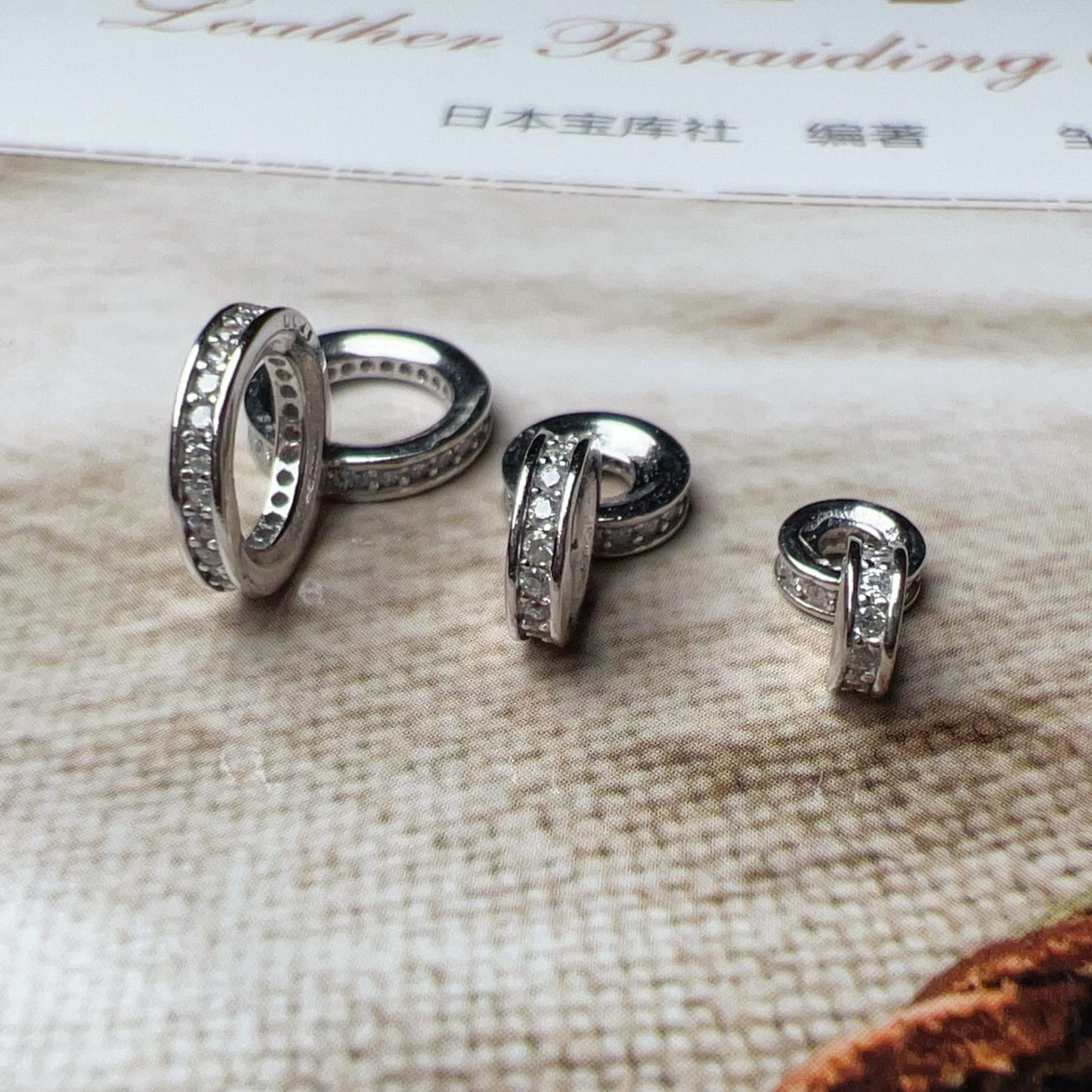 Micro-Paved Zircon Spacers | 925 Sterling Silver, 18K White Gold Plated Diy Jewelry Making Supply