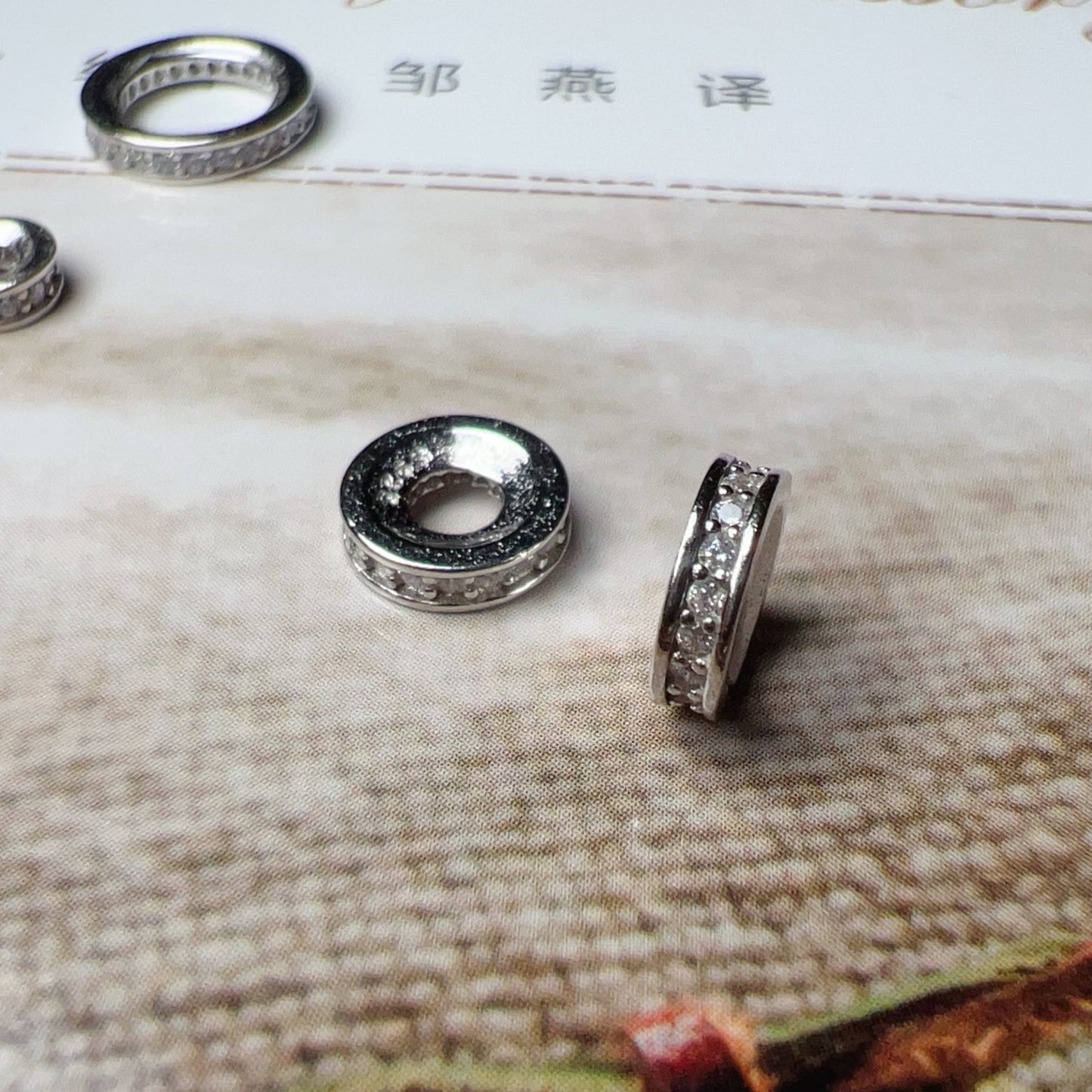 Micro-Paved Zircon Spacers | 925 Sterling Silver, 18K White Gold Plated Diy Jewelry Making Supply