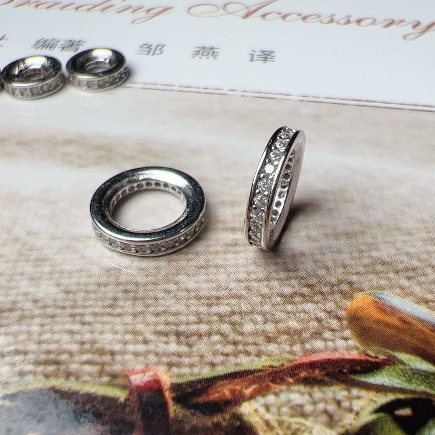 Micro-Paved Zircon Spacers | 925 Sterling Silver, 18K White Gold Plated Diy Jewelry Making Supply