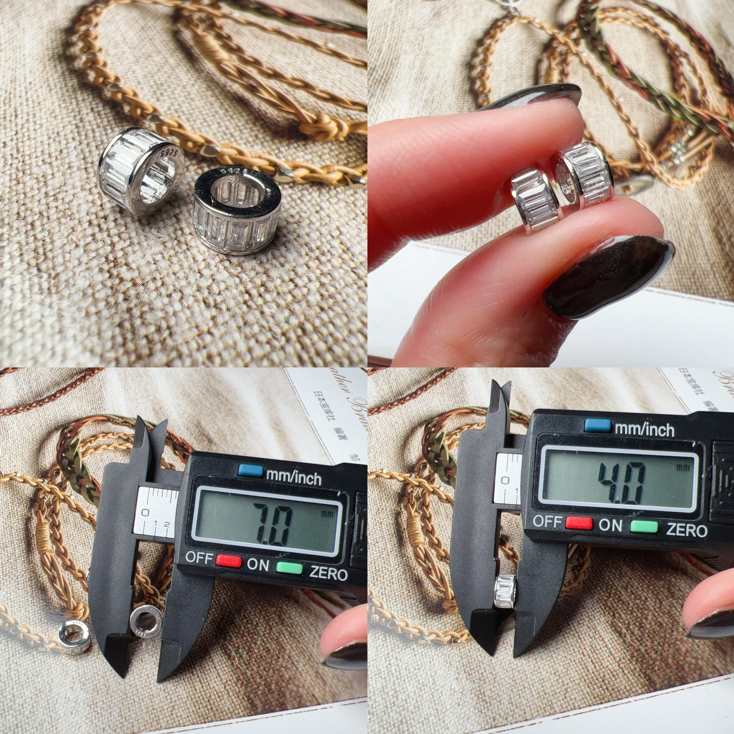 Stunning Micro-Paved Zircon Spacer Beads | 925 Sterling Silver, 18K White Gold Plated Diy Jewelry Making Supply