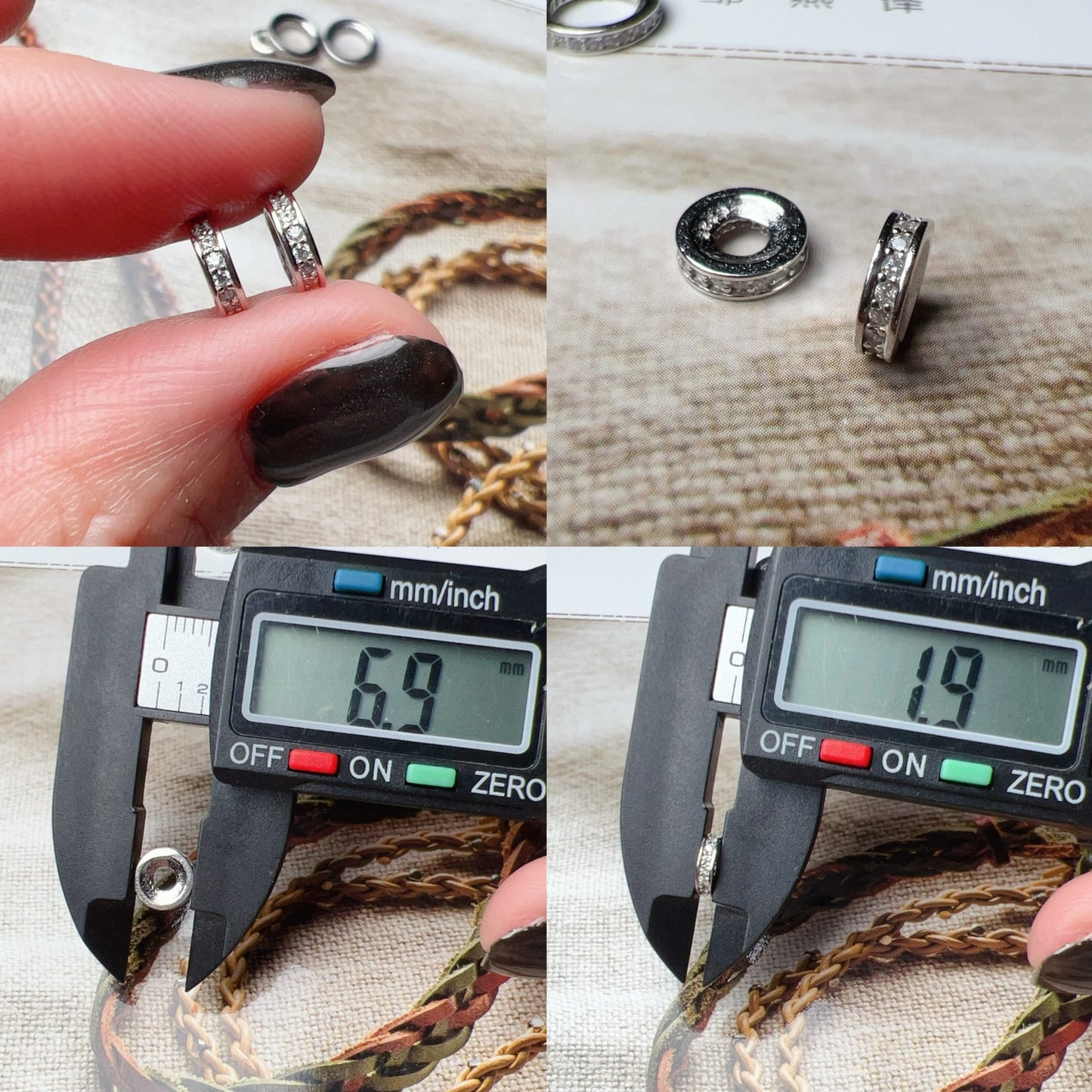 Micro-Paved Zircon Spacers | 925 Sterling Silver, 18K White Gold Plated Diy Jewelry Making Supply
