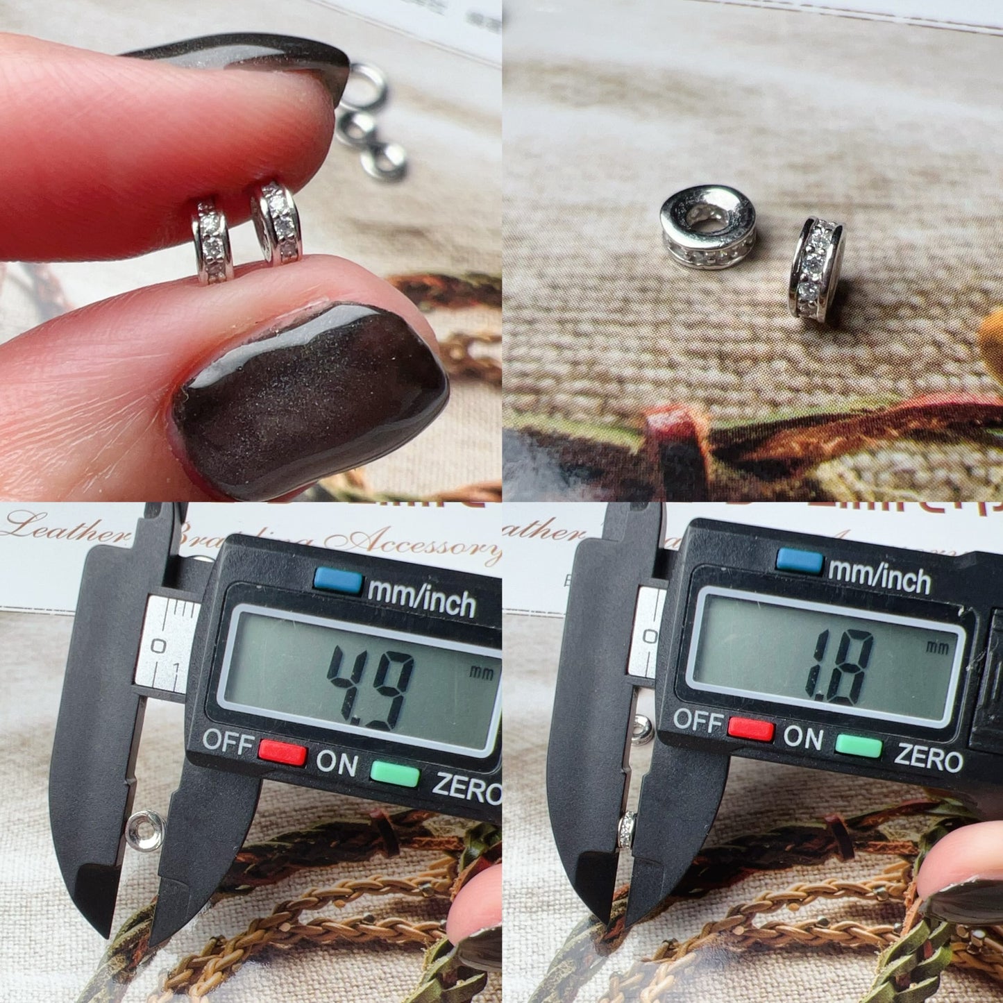 Micro-Paved Zircon Spacers | 925 Sterling Silver, 18K White Gold Plated Diy Jewelry Making Supply
