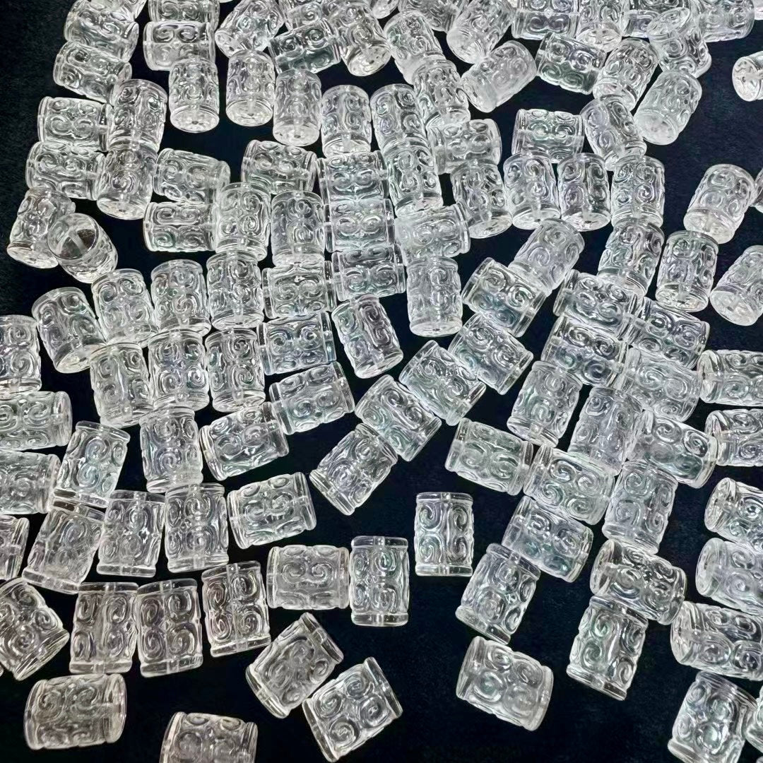Natural Clear Quartz Huiwen Symbol Barrel Beads | Premium Diy Jewelry Making Supplies For Necklaces, Bracelets Crafting