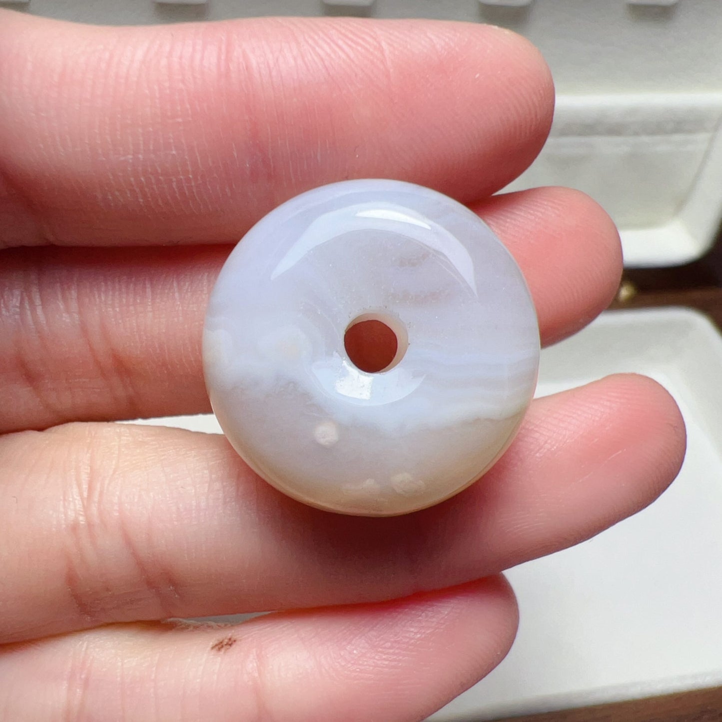 Creamy Cherry Blossom Agate Donut Pendant | Sakura Agate Jewelry Findings For Diy Project