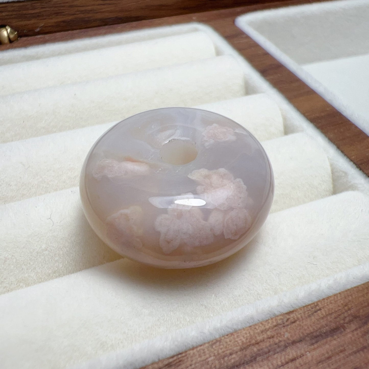Creamy Cherry Blossom Agate Donut Pendant | Sakura Agate Jewelry Findings For Diy Project