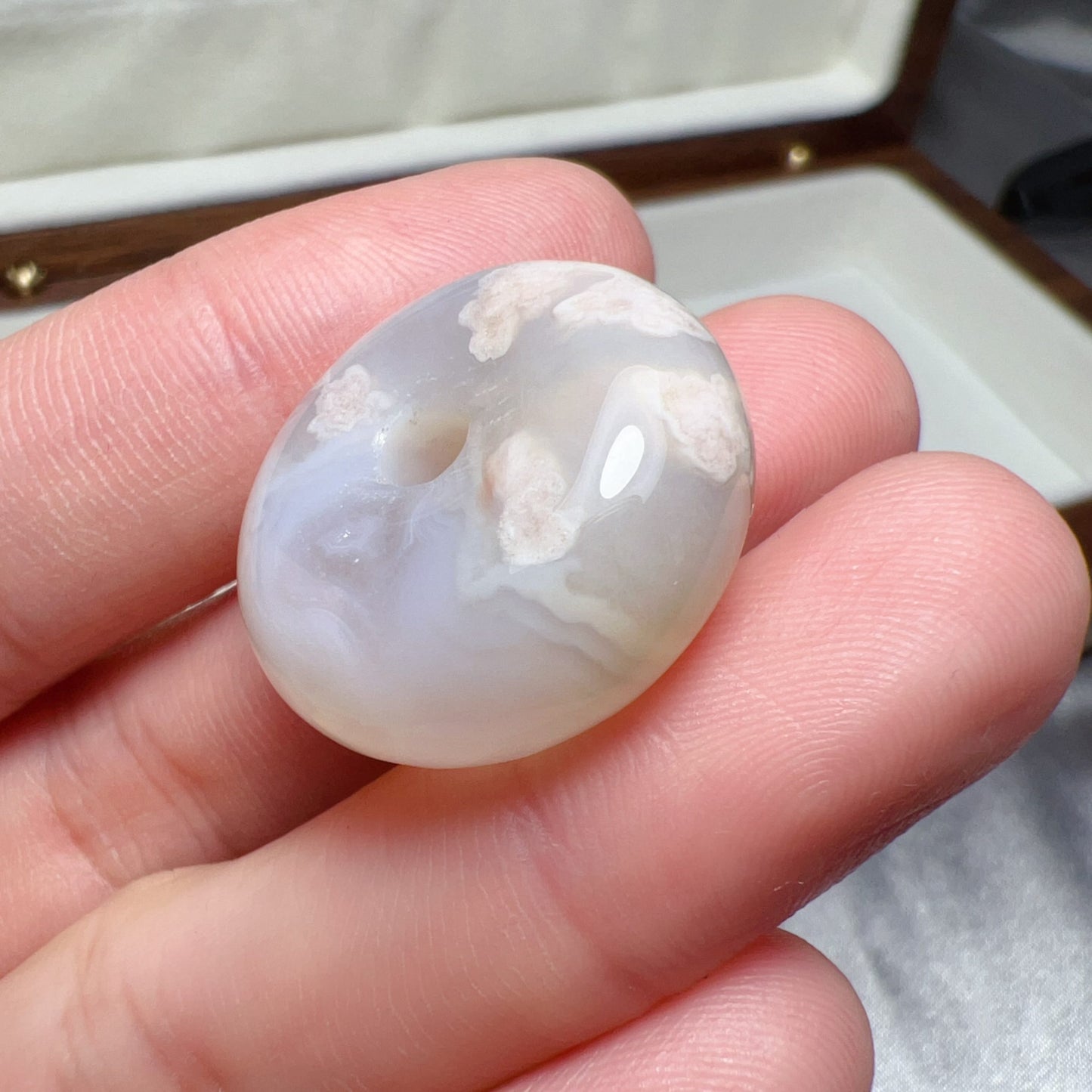 Creamy Cherry Blossom Agate Donut Pendant | Sakura Agate Jewelry Findings For Diy Project