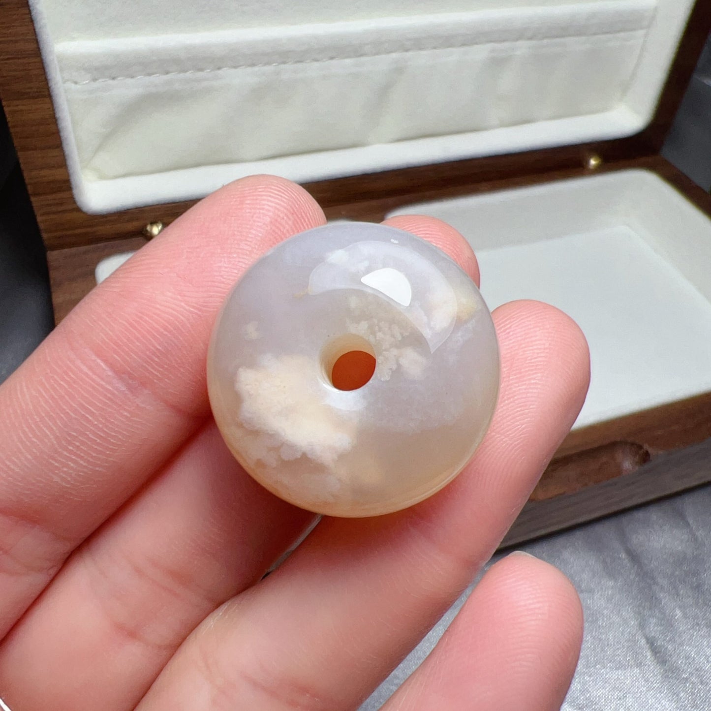 Cherry Blossom Agate Donut Pendant | Sakura Agate Jewelry Findings For Diy Project