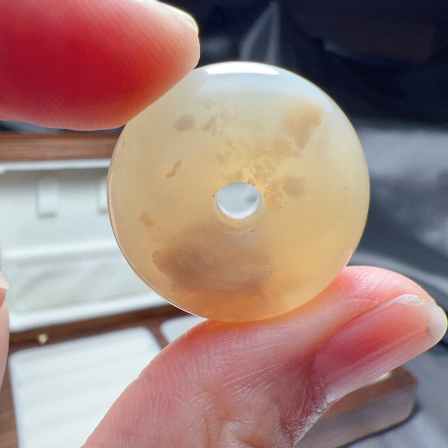 Cherry Blossom Agate Donut Pendant | Sakura Agate Jewelry Findings For Diy Project