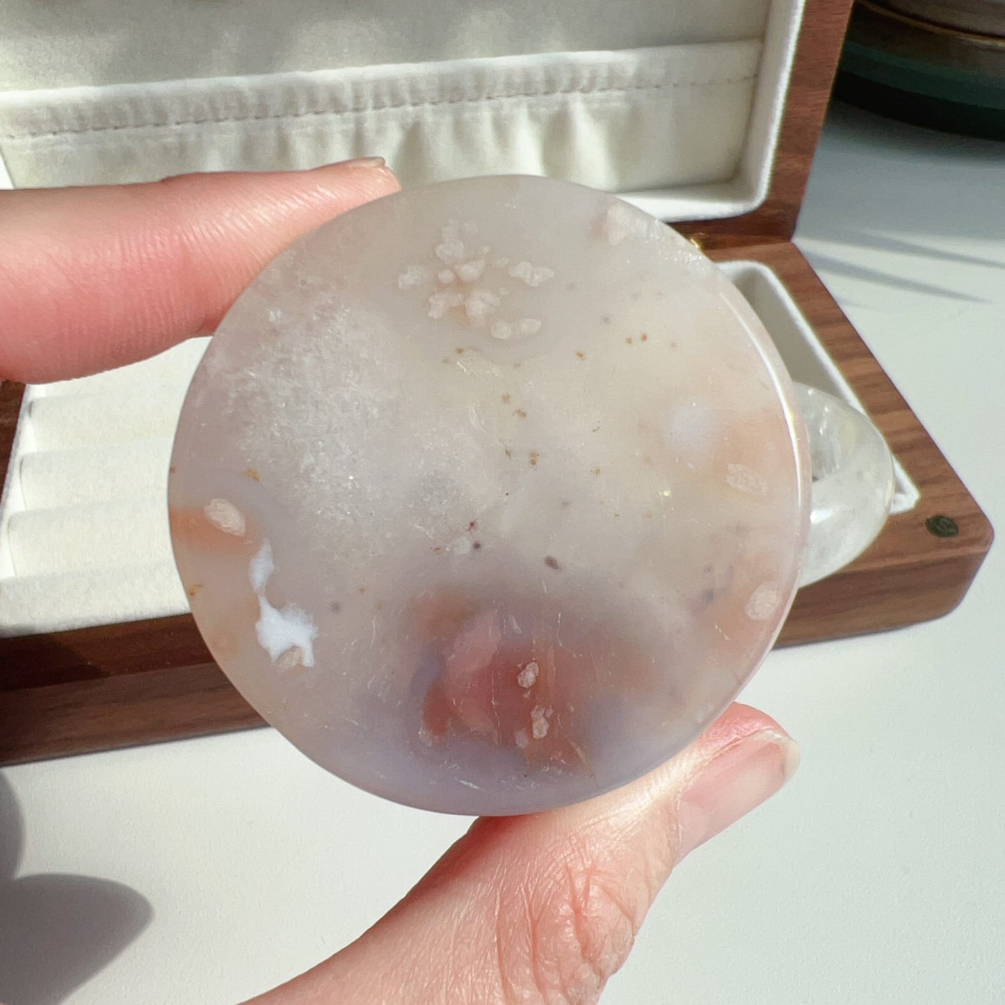 One-Of-A-Kind Handmade Cherry Blossom Agate Bangle With Center Knockout | Unique Artisan Jewelry