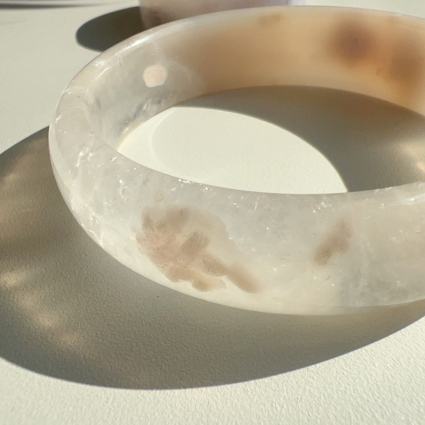 One-Of-A-Kind Handmade Cherry Blossom Agate Bangle With Center Knockout | Unique Artisan Jewelry