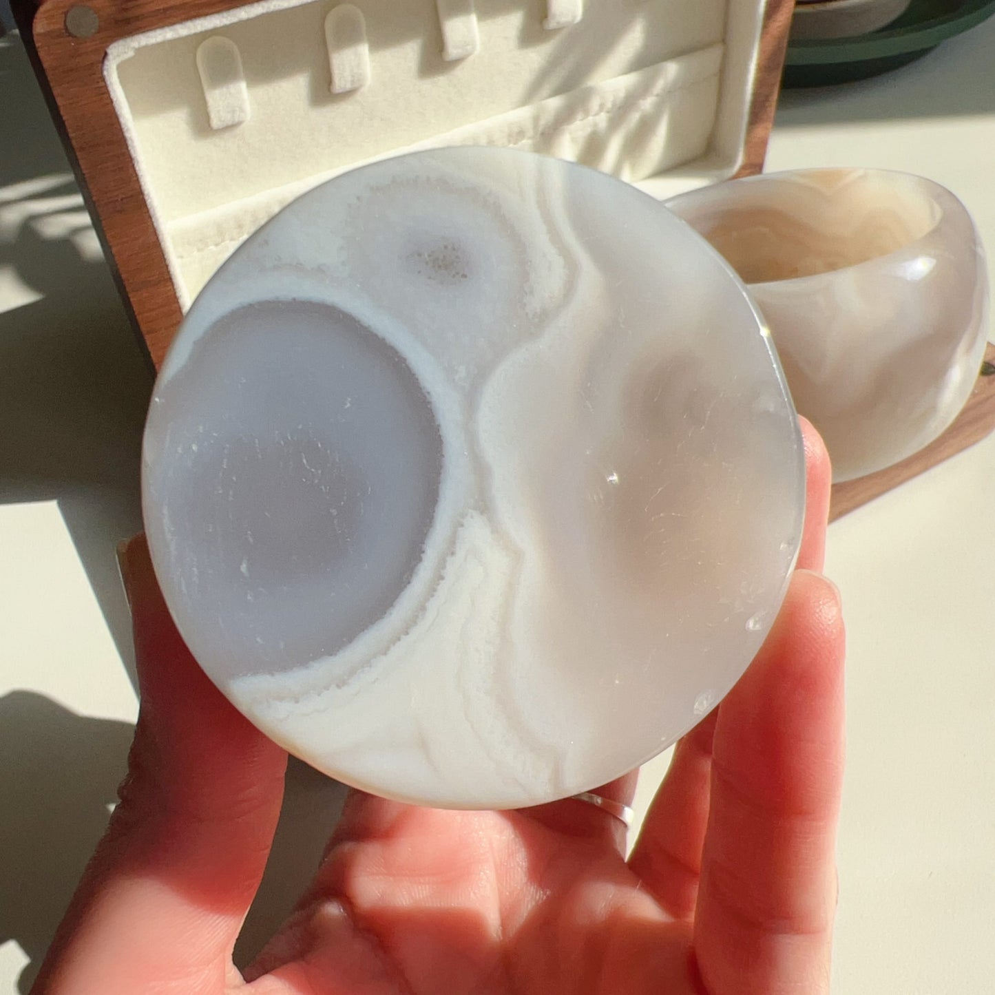One-Of-A-Kind Handmade Cherry Blossom Agate Wheel Bangle With Center Left Knockout | Unique Artisan Jewelry