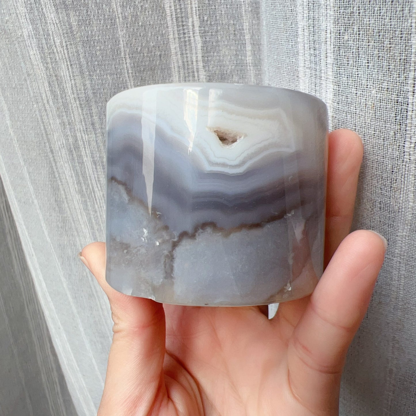 One-Of-A-Kind Handmade Cherry Blossom Agate Wheel Bangle With Center Left Knockout | Unique Artisan Jewelry
