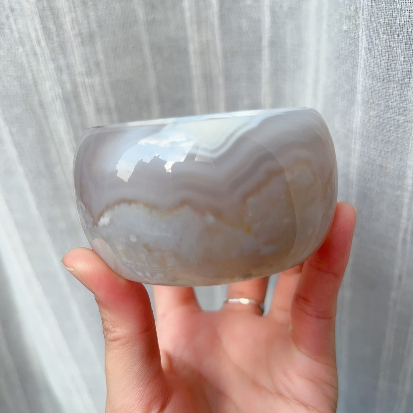 One-Of-A-Kind Handmade Cherry Blossom Agate Wheel Bangle With Center Left Knockout | Unique Artisan Jewelry