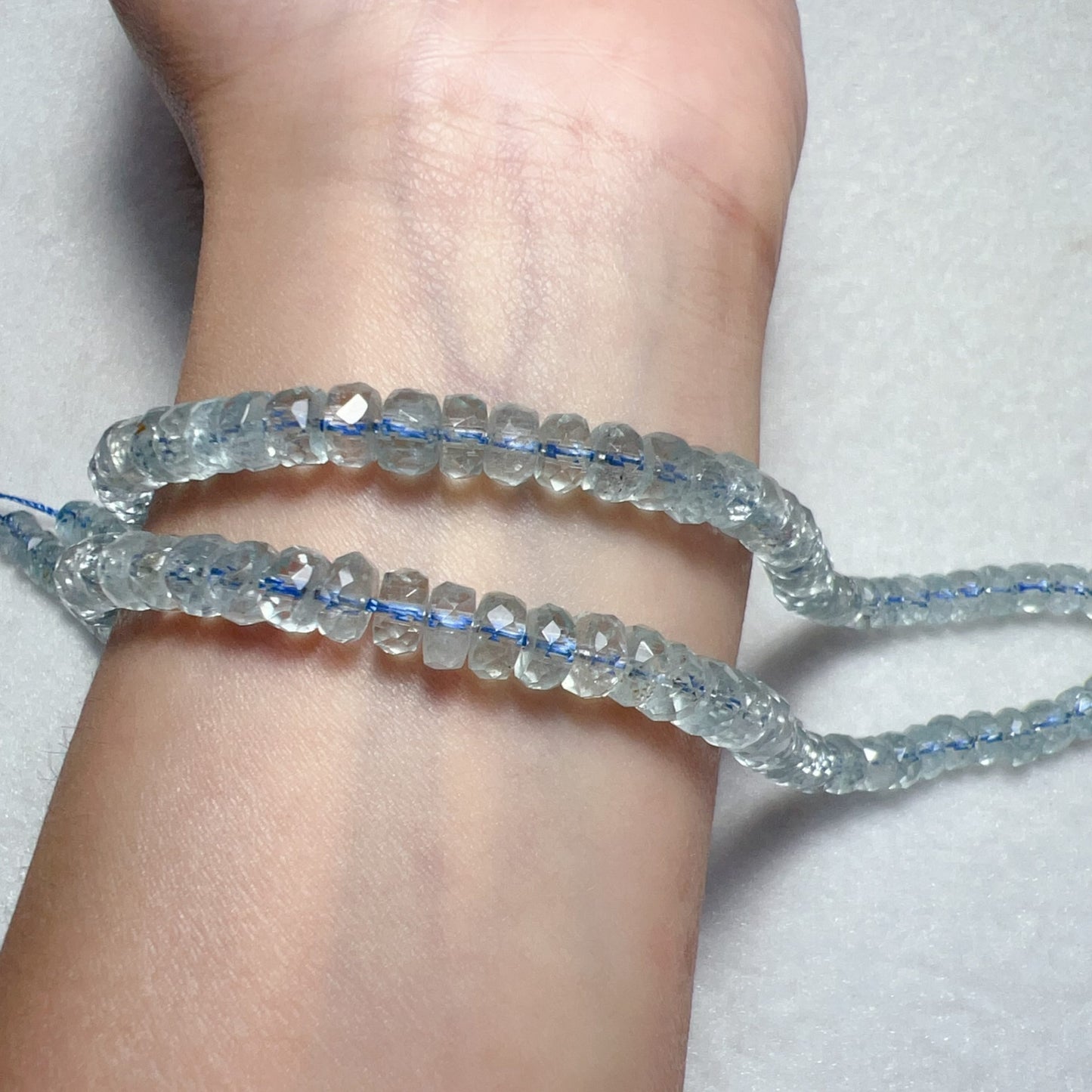 Premium Faceted Aquamarine Abacus Beads Strand – High-Quality Gemstone For Elegant Jewelry Making