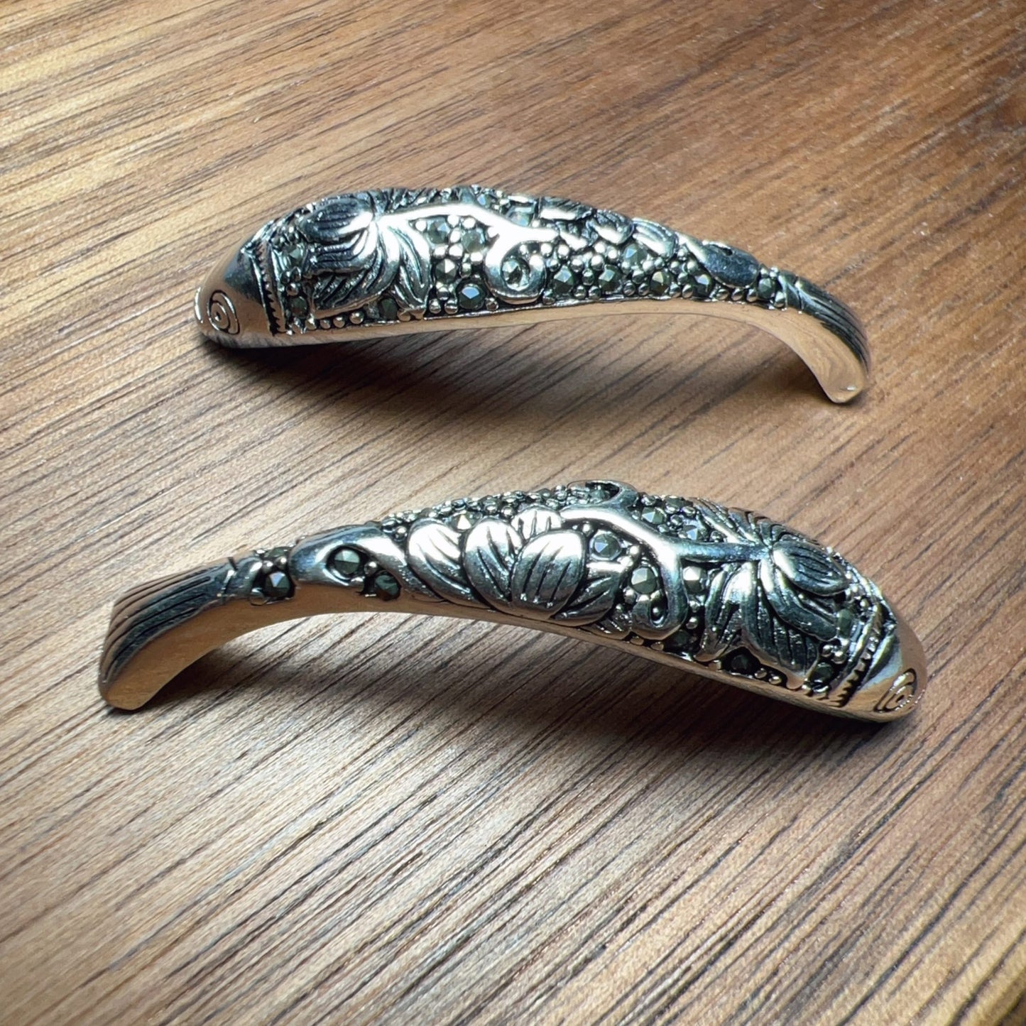925 Sterling Silver Lotus Fish Charm With Sparkling Marcasite – Unique Diy Jewelry Craft Supply For Handmade Accessories