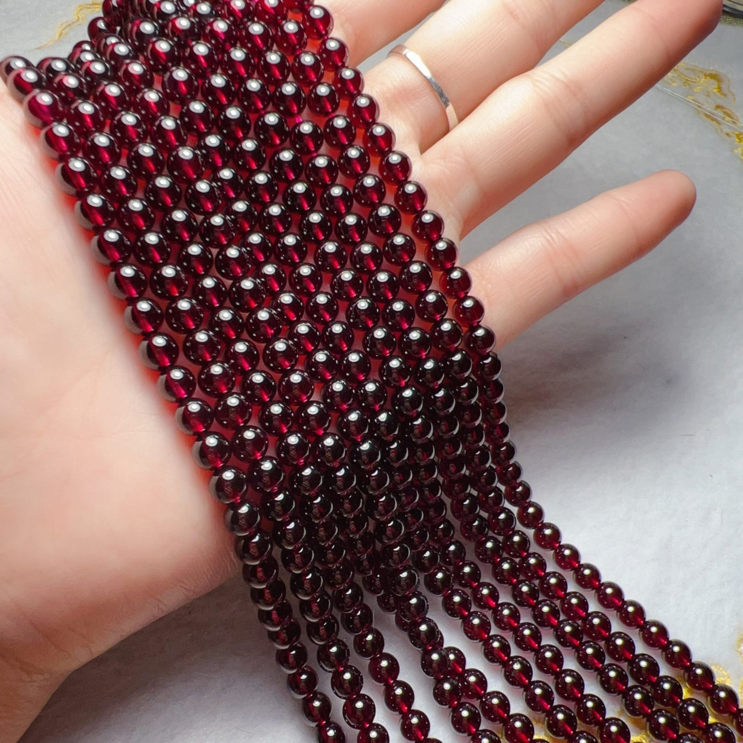 Premium 5.5Mm Natural Almandine Red Garnet Bead Strands – Ideal For Diy Jewelry Making And Craft Projects