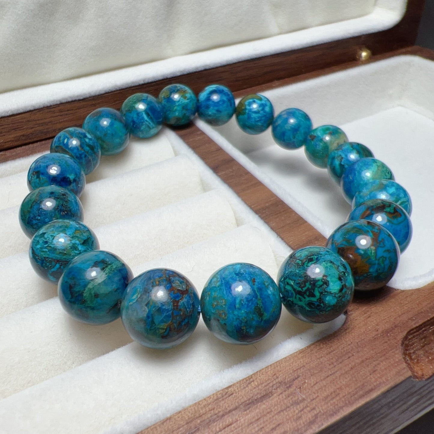 Natural Chrysocolla Healing Bracelet | 10.3Mm Beads | Emotional Balance & Communication
