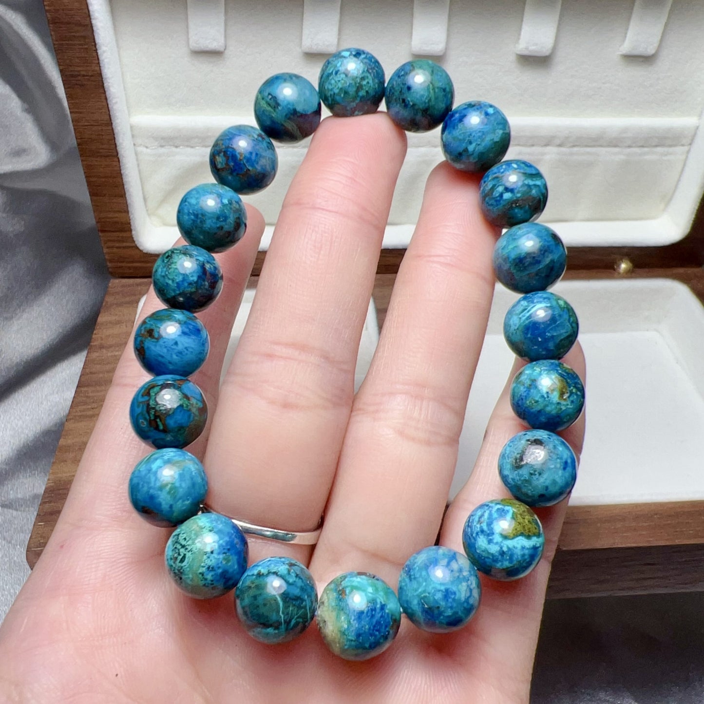 Natural Chrysocolla Healing Bracelet | 10.3Mm Beads | Emotional Balance & Communication