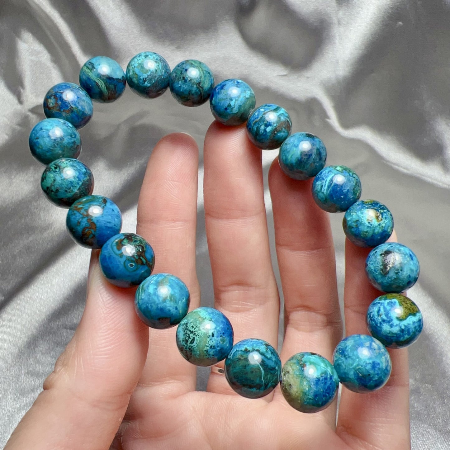 Natural Chrysocolla Healing Bracelet | 10.3Mm Beads | Emotional Balance & Communication
